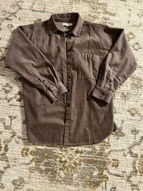 LOFT Brown Corduroy Button Down Shirt Jacket / Shacket – Oversized